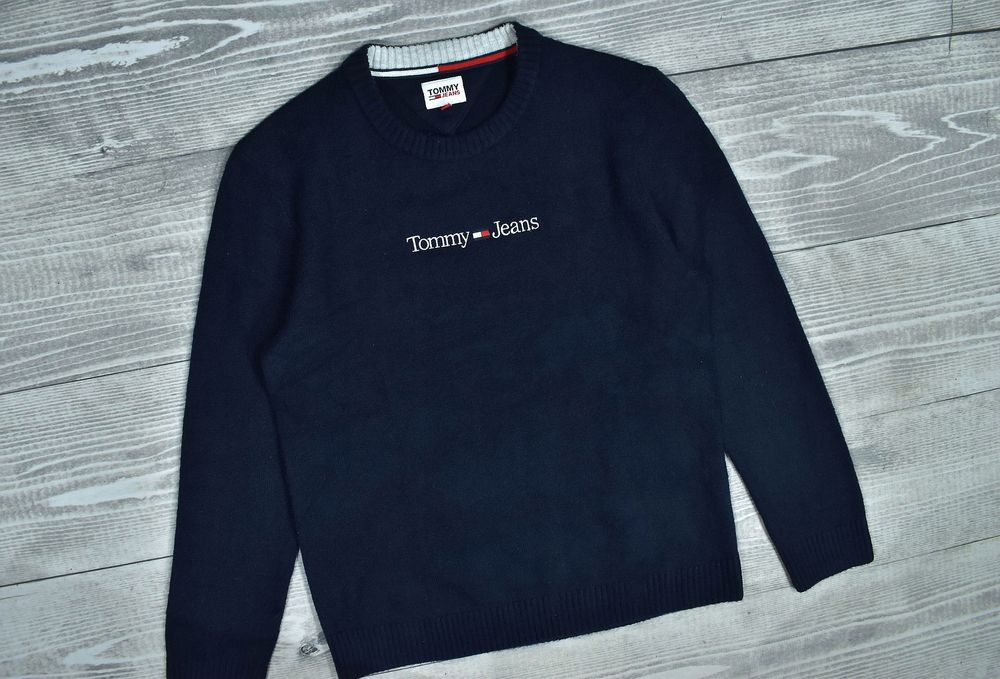 Tommy Jeans Granatowy Sweter Z Mieszanki Materiałów L