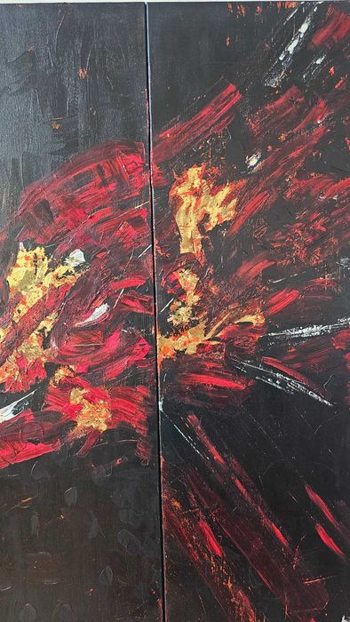 Trio de Quadros Abstratos de Autor Rosário P.