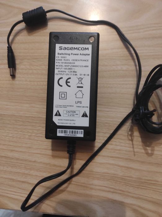 Блок питания 12V 3,8A 45W оригинал Sagemcom адаптер