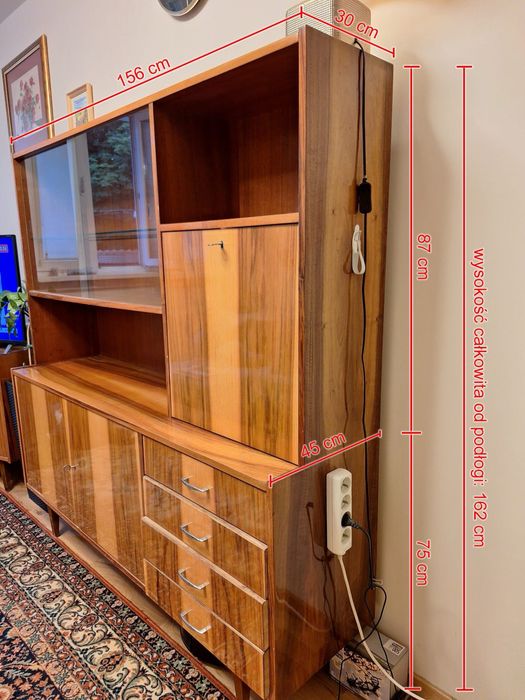 Zestaw mebli prl komoda fornirowana