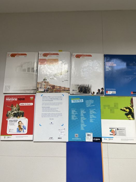 Manuais e cadernos  de atividades de varias disciplinas de 9 ano