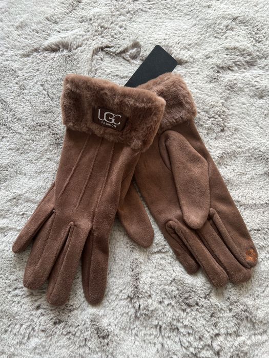 Rękawiczki karmelowe futerko