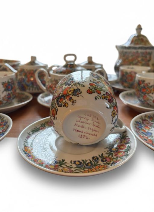 Duży zestaw Serwis Opole Porcelana Ręcznie Malowana Wzór Kwiatowy