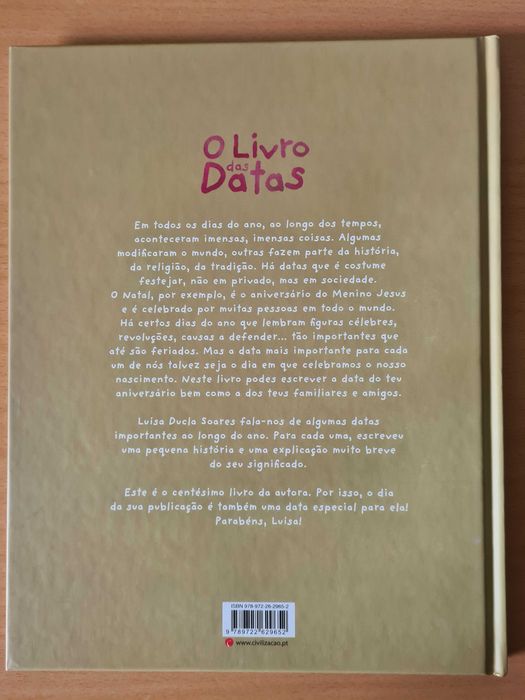 Livro infantil "O Livro das Datas" de Luísa Ducla Soares
