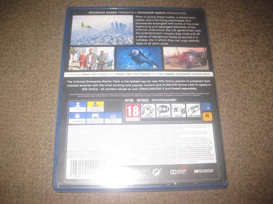 Jogo "GTA V Premium Edition" para a Playstation 4/Impecável!