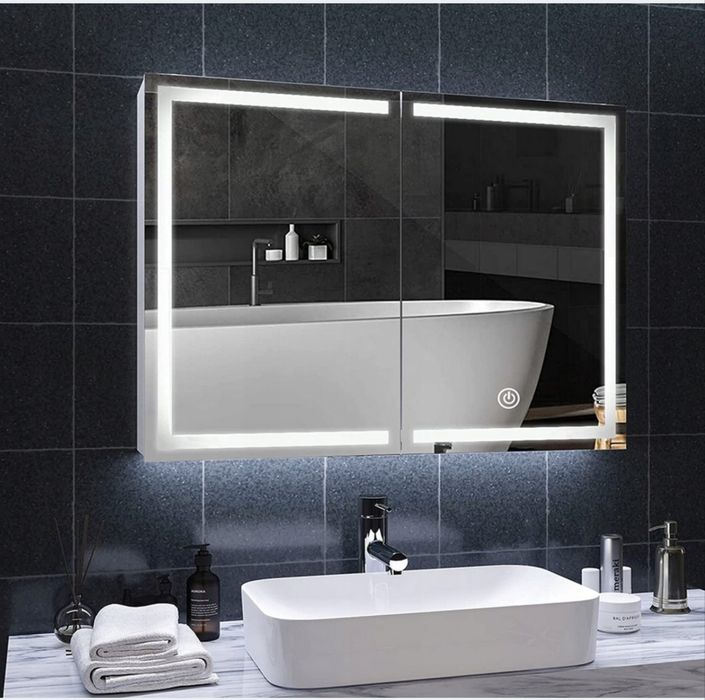 Szafka łazienkowa LED aluminium dotykowa 80/90cmx60cm
