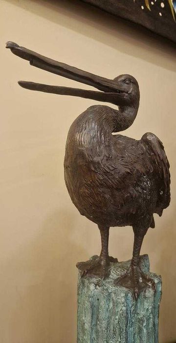 Escultura Fonte Par de Pelicanos em Bronze Patinado, Itália Século XX