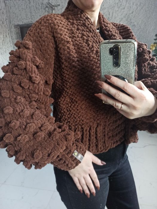 Кардиган вязаний з плюшевої пряжі
