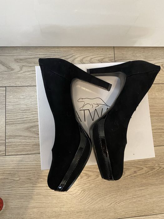 Buty na obcasie stabilna grubsza szpilka 10cm i platforma-3cm