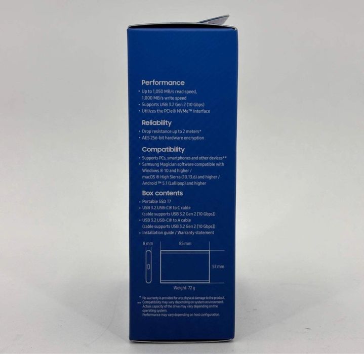 SSD накопичувач Samsung T7 1 TB Indigo Blue MU-PC1T0H/WW Новий