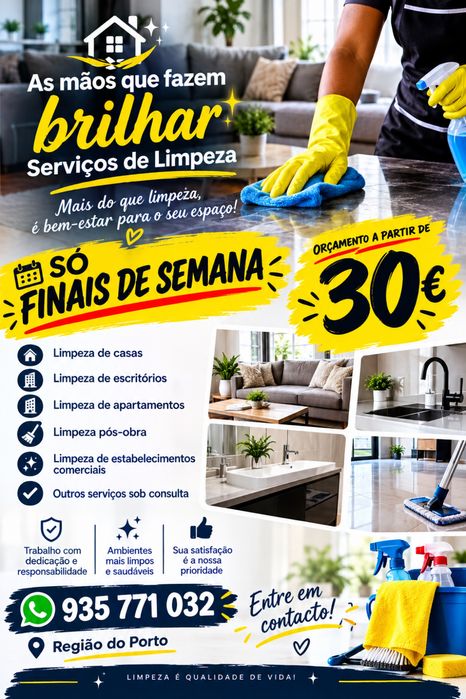 Serviços de limpezas somente aos finais de semana