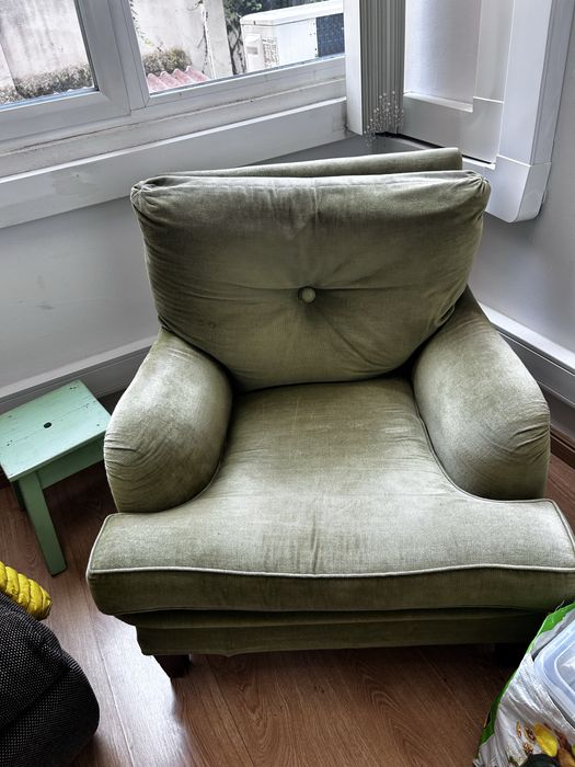 Sofa individual verde veludo
