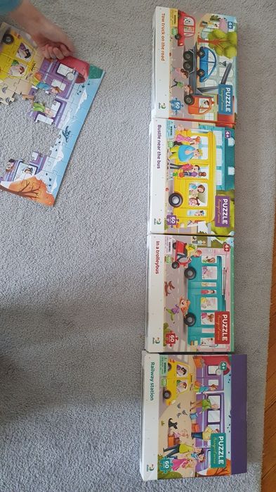 Пазли Dodo Транспорт. 4+. 60 шт кожен. Авто, автобус, потяг, тролейбус