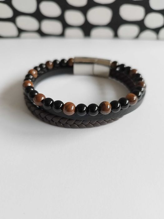 Bransoletka (2) męska skórzana prezent nowa