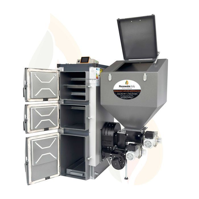 Pleszewski Kocioł Piec z Podajnikiem na Pellet 15kW 5 klasa Ekodesign, dostawa GRATIS, dotacja, montaż, lista ZUM