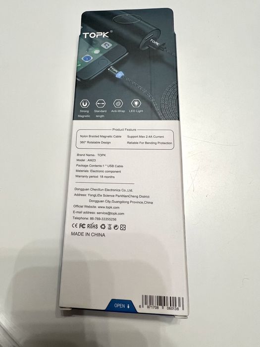 Магнітний кабель Tork Micro Usb світлодіодний індикатор 2.1 A