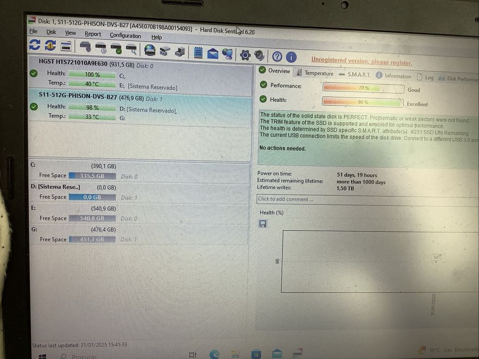Disco SATA M.2 NGFF 2280 Phison de 512GB