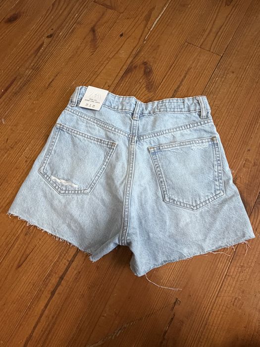 Шорти зара zara голубі з перехрещеною талією