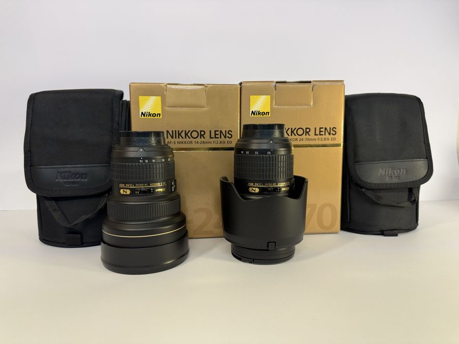 Obiektywy Nikkor  14-24 , 24-70 , 28-300 , 24-120, 18-70 .