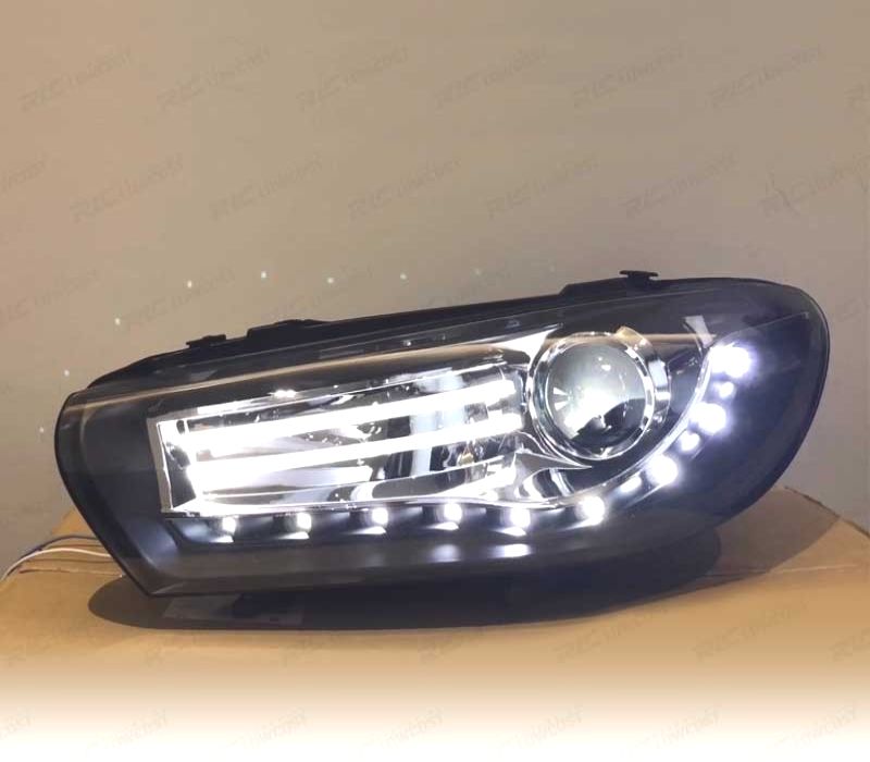 FARÓIS FRONTAIS PARA VOLKSWAGEN VW SCIROCCO 08-14 LUZ DIURNA CROMADO / PRETO