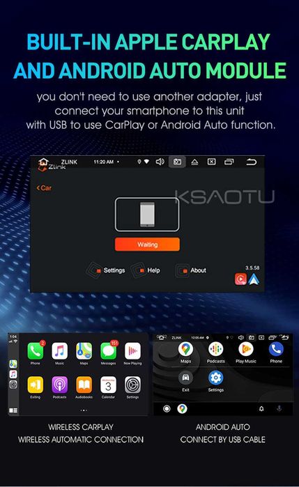 Radio FM RDS DAB+ GPS WiFi DVD USB Android CarPlay Ford Mondeo Focus