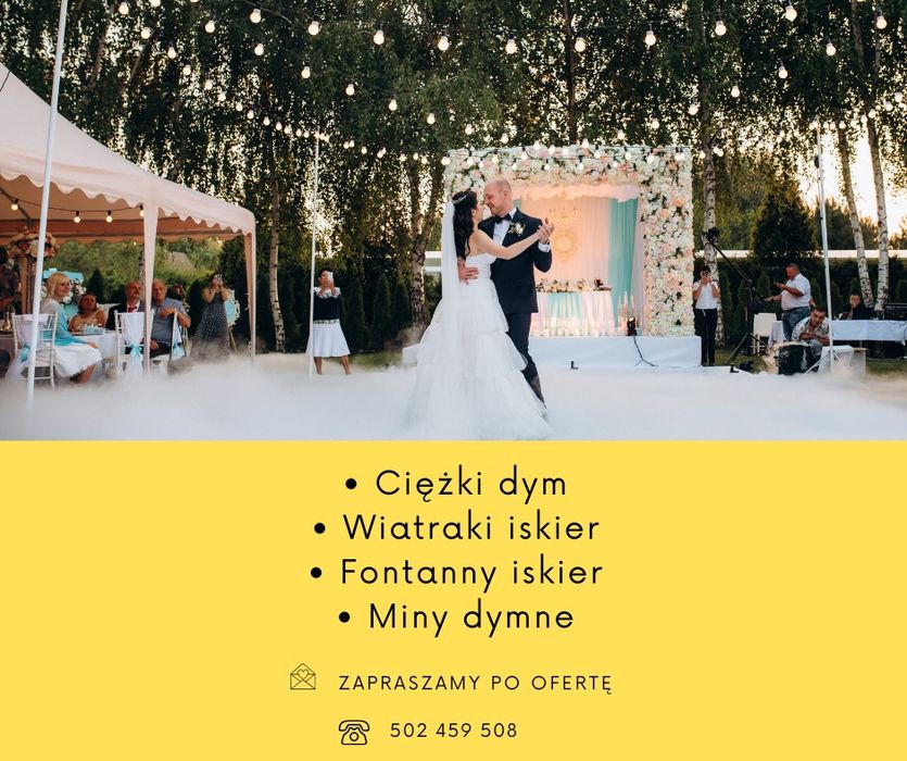 PROMOCJA ciężki dym, wiatraki iskier, fontanny iskier, miny dymne