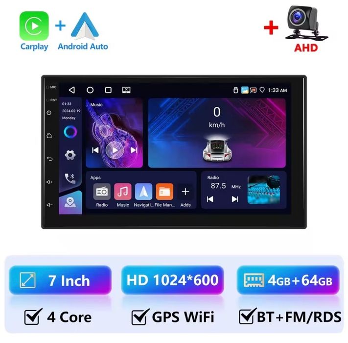 Radio Nawigacja 2din  Android 4/64gb Carplay, Android Auto