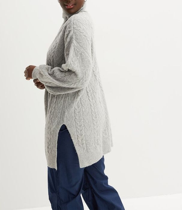 B.P.C sweter z golfem w warkocze szary 40/42.