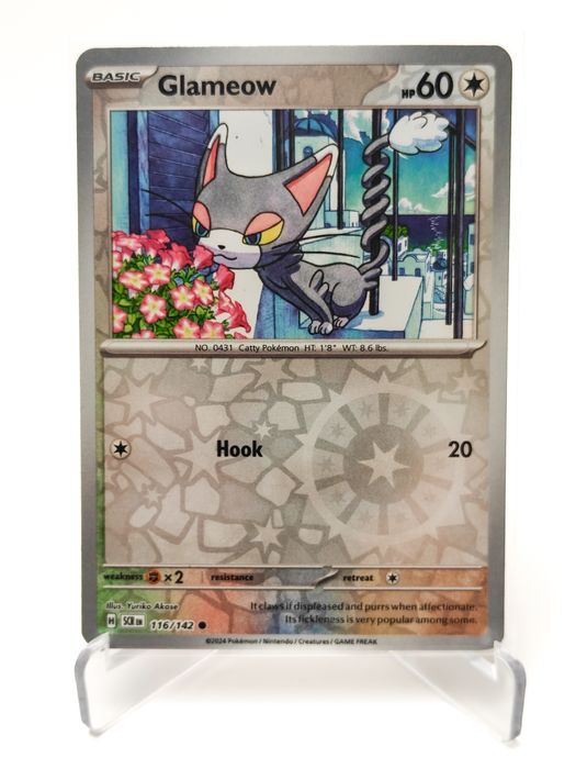 Glameow 116/142 reverse holo karta pokemon Stellar Crown