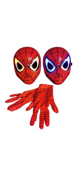 Zestaw Spider-Man: 2 Maski LED (świecące oczy) + Rękawice | Przebranie