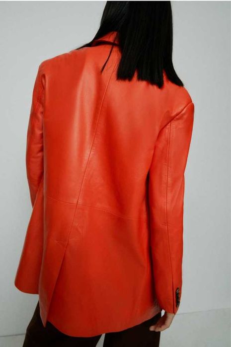 Karen Millen Новый кожаный блейзер жакет пиджак UK 10 оригинал красный