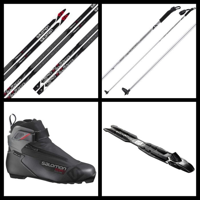 Лижі бігові/беговые лыжи Salomon aero 7skin, кріплення, палки nnn, sns