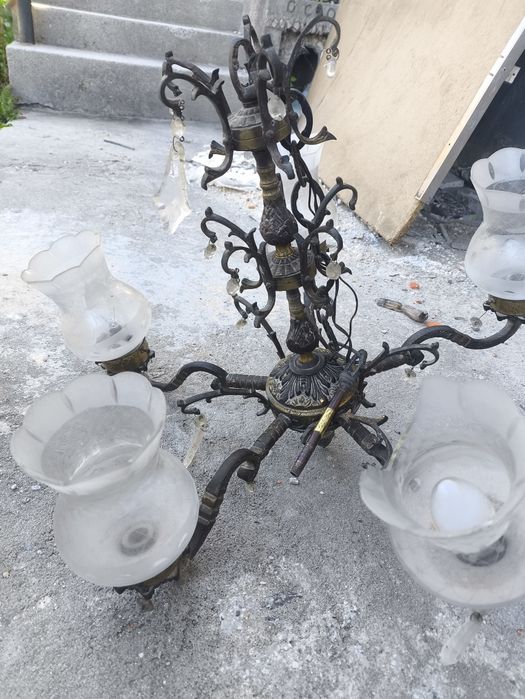 Candeeiro de teto vintage em metal com 5 luzes