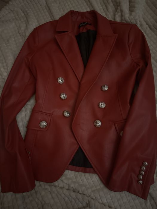 Торг Червоний шкіряний піджак balmain м-л