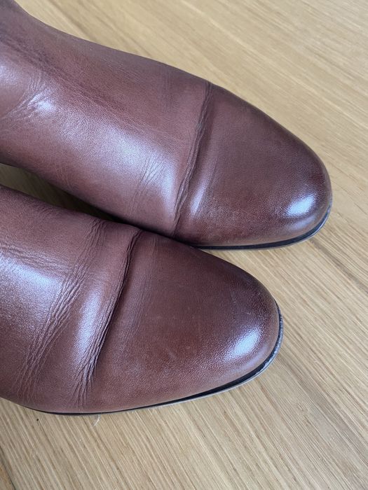 Skórzane, brązowe kozaki Lasocki, rozmiar 36