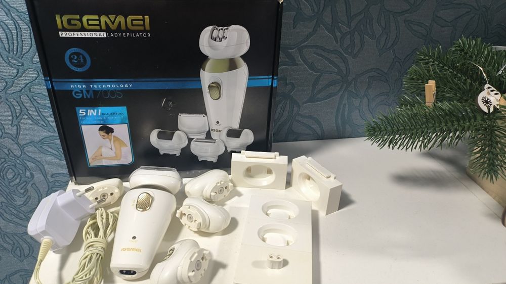 Епілятор 5 в 1 з насадкою бритва і пемза електробритва Gemei GМ7005