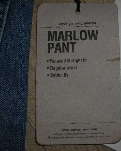 Calças de ganga Carhartt «Marlow Pant» Azul Desbotado W33 L32 Skate Texas - NOVAS!!