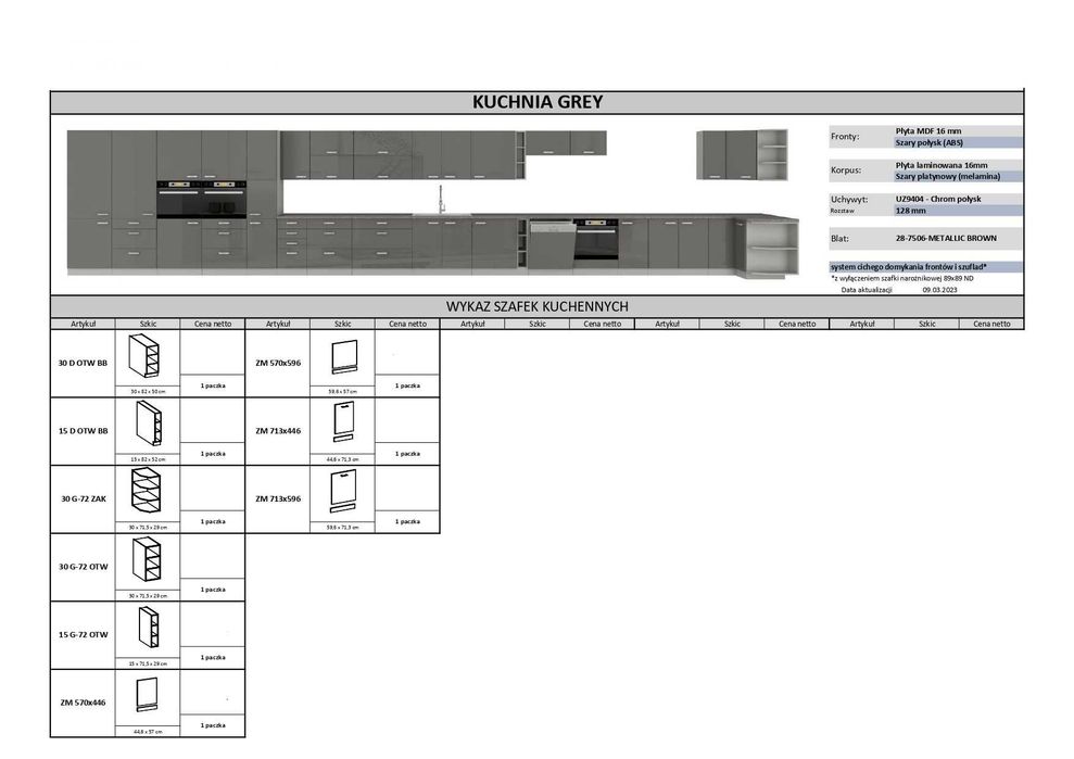Kuchnia Grey Bianka Karmen Połysk Classic Mebel
