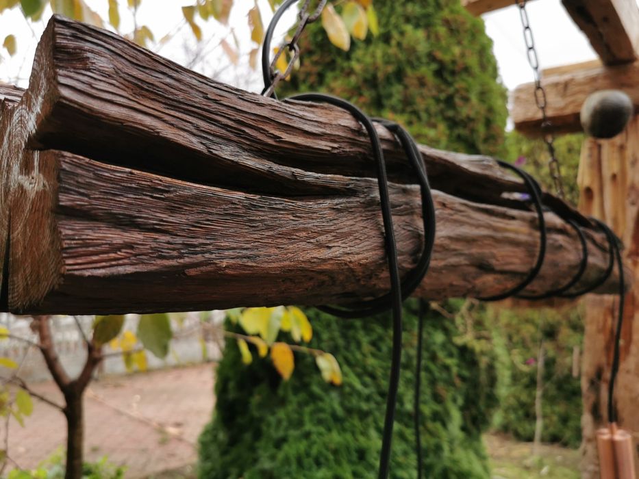 Żyrandol, stara belka, dębowy, industrial, loft