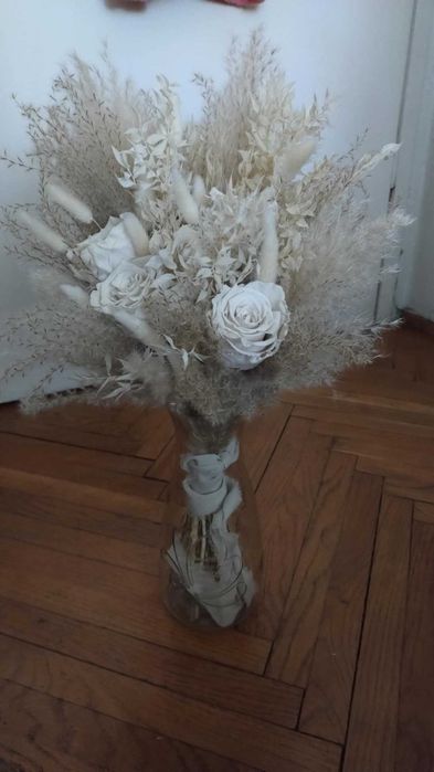Bukiet ślubny z suszu i wiecznej róży