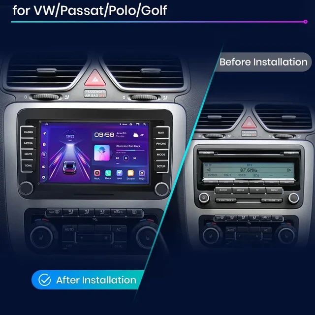 Rádio 7" android Volkswagen Seat Skoda CARPLAY WIFI GPS 2/64GB Novo