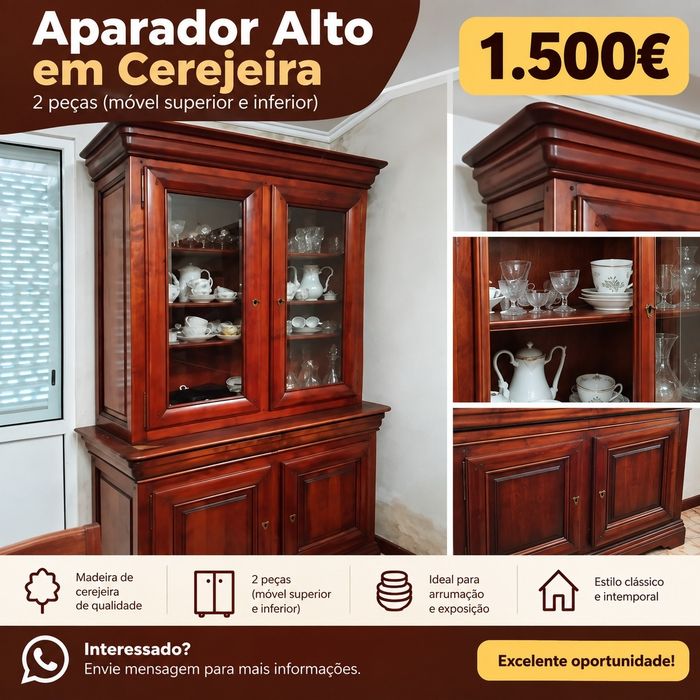 Aparador alto em cerejeira