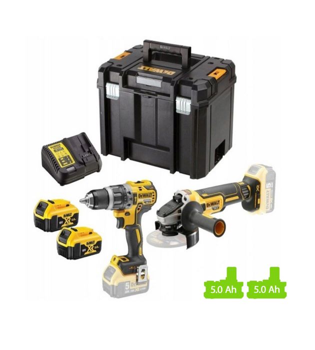 Дриль-шуроповерт DEWALT DCD796 + шліфмашинка DCG405 2x 5.0Ah зарядне