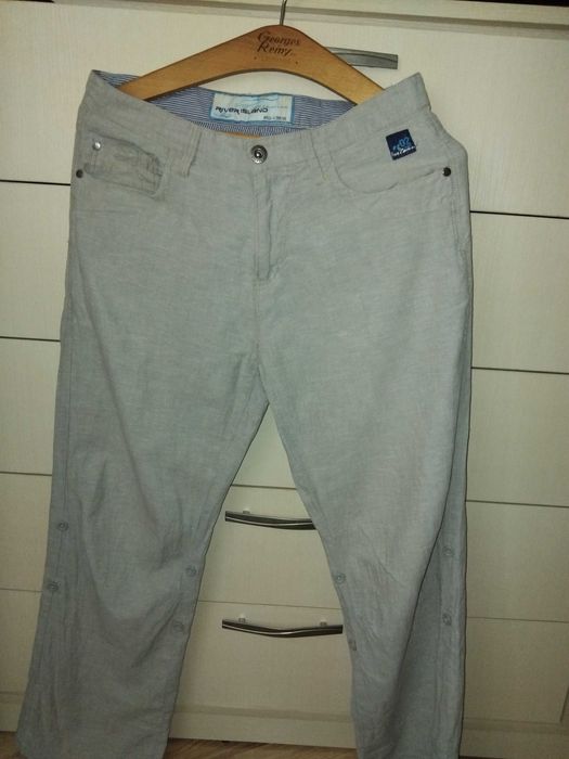 Штани лляні чоловічі Штаны лен М 46р. Бежевые