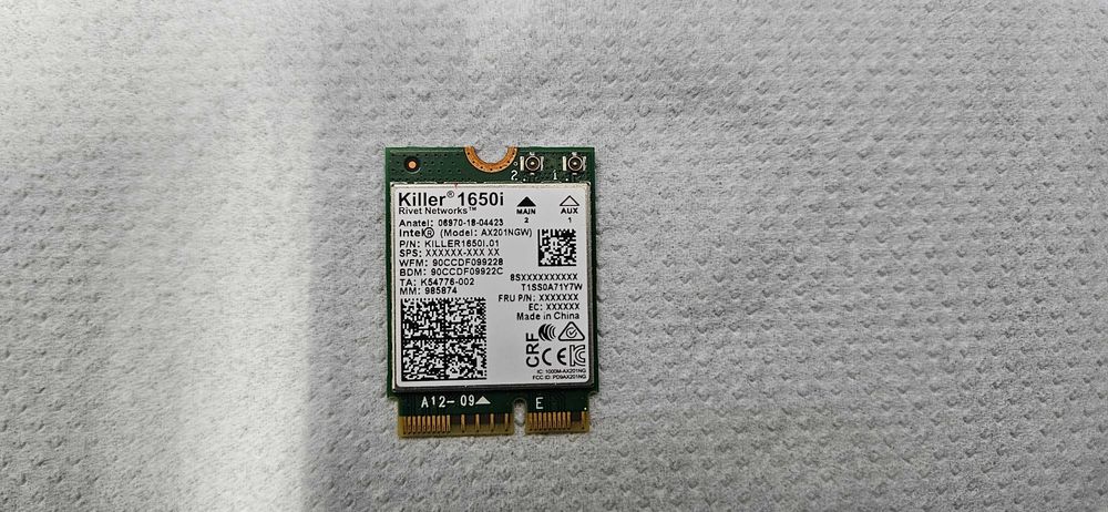 Karty WIFI do laptopów i nie tylko, wszystkie 100% sprawne. Killer 1650, Intel AX201NGW..