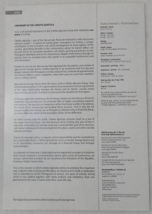 Centenário do Crédito Agrícola - Pagela