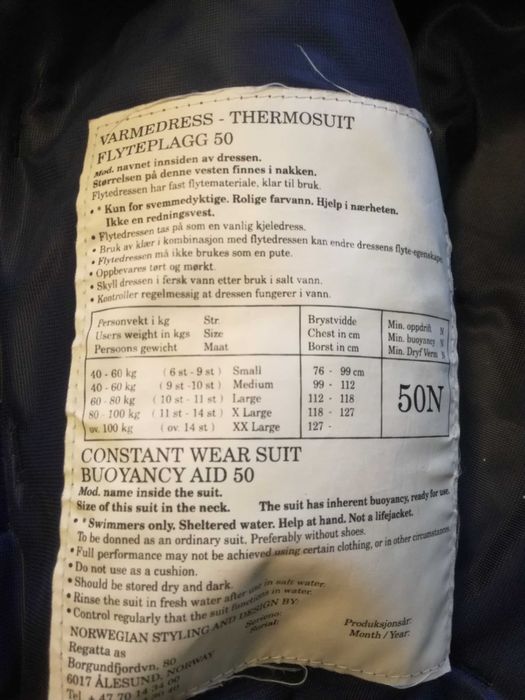 Fato Regata Floating suit Mod 950