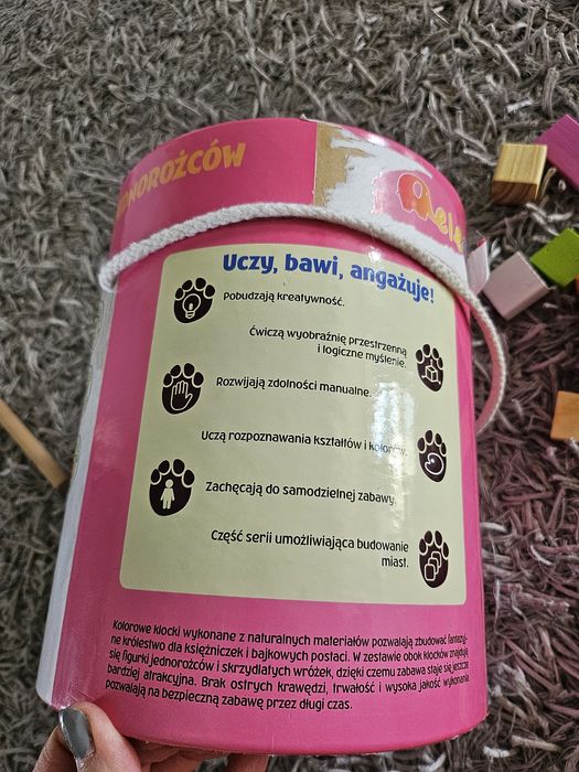 Klocki drewniane zestaw Zamek Wróżek i jednorożców