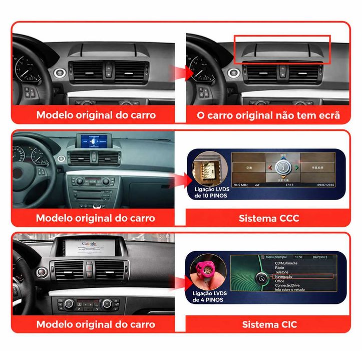 Rádio Android BMW Série 1 E87 CIC 6/128GB 8-Core 4G CarPlay Android Auto (NOVO)