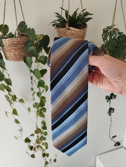 Męski jedwabny krawat 100% silk, paski, 9 cm, Canda